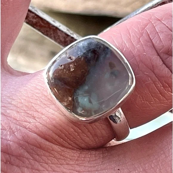 Natural Aqua Chrysoprase Sterling Silver Ring | sz 10 - Picture 6 of 7